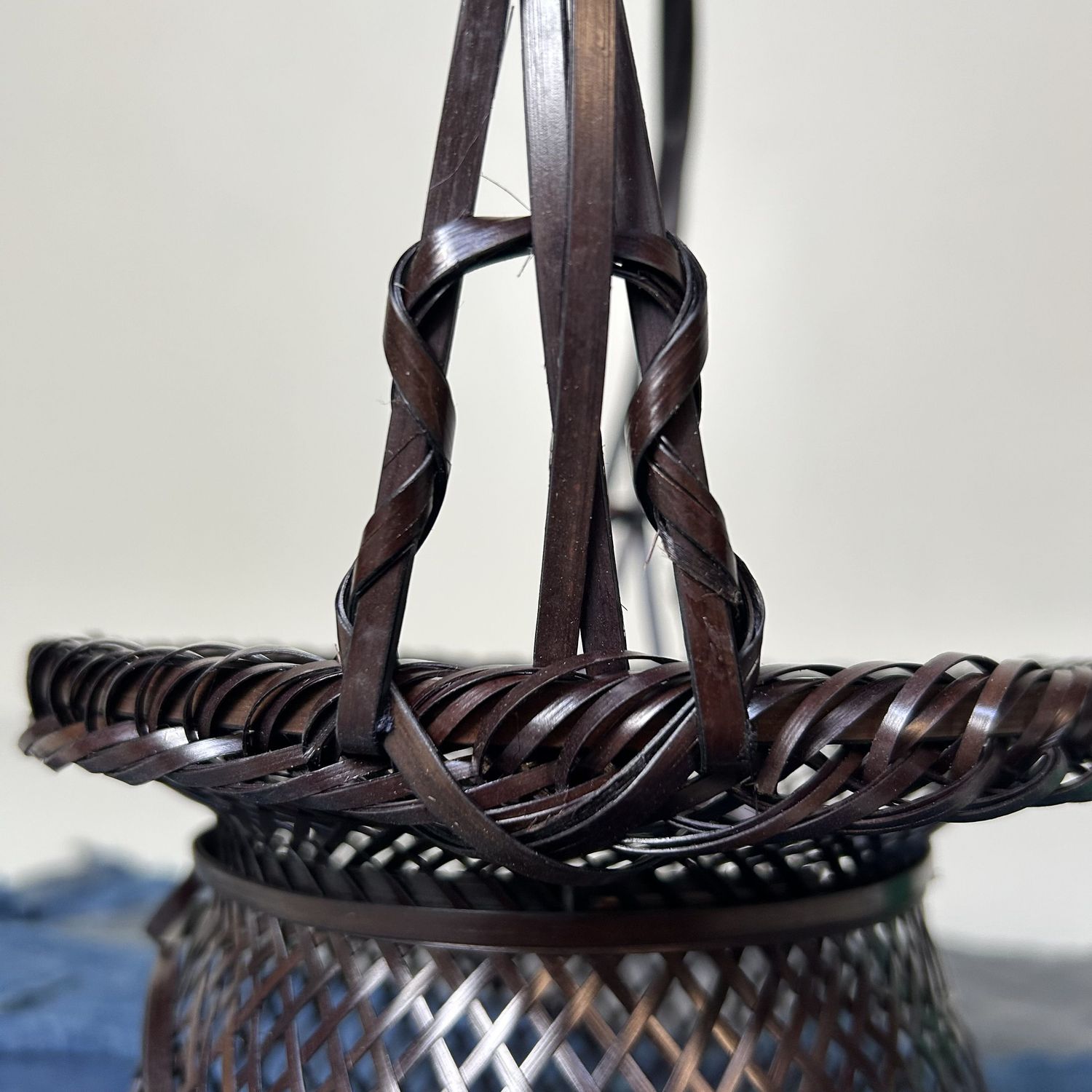 Vintage Hanakago (花籠), Bamboo Ikebana Basket, 1950s.