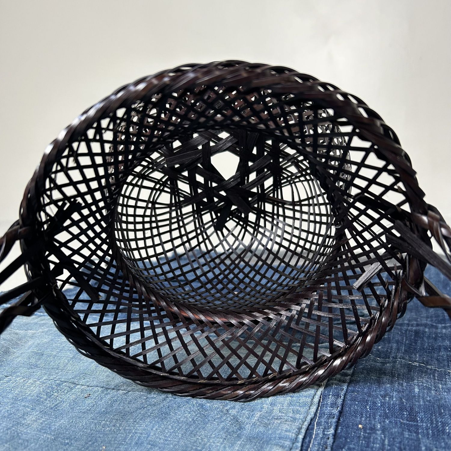 Vintage Hanakago (花籠), Bamboo Ikebana Basket, 1950s.