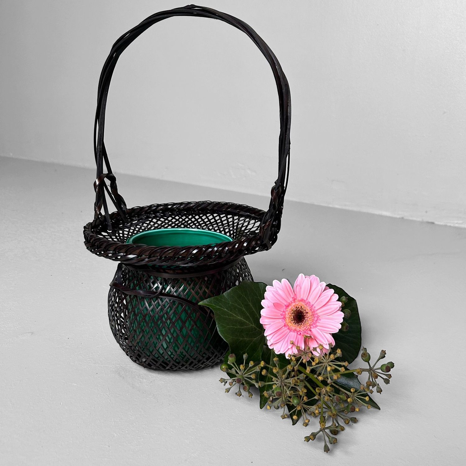 Vintage Hanakago (花籠), Bamboo Ikebana Basket, 1950s.