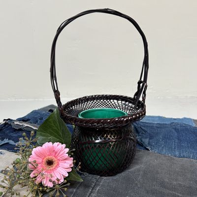 Vintage Hanakago (花籠) , Bamboe Ikebana Mand, jaren '50.