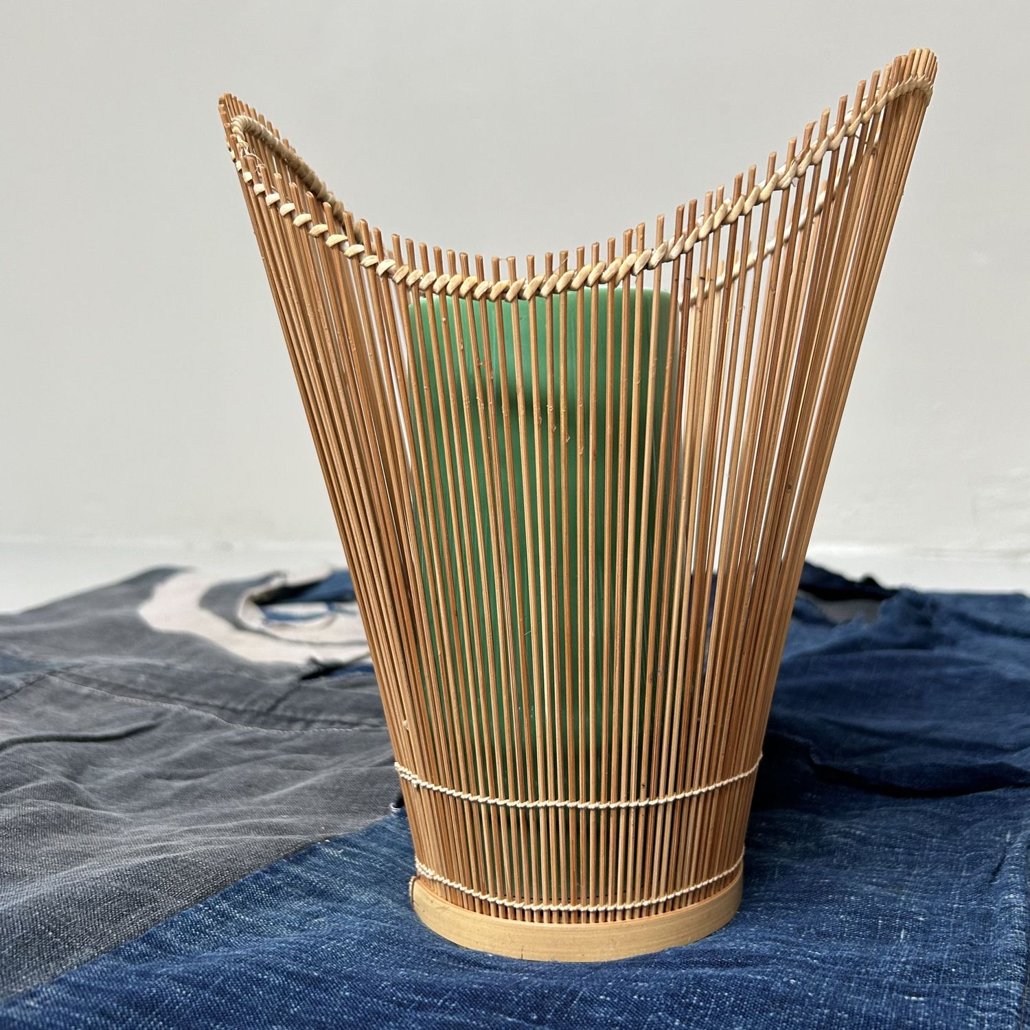 Vintage Hanakago (花籠), Bamboo Ikebana Basket, 1960s.