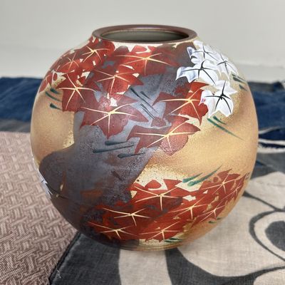 Japanse Ikebana Bloemenvaas, Kutani Nikko, jaren '60.