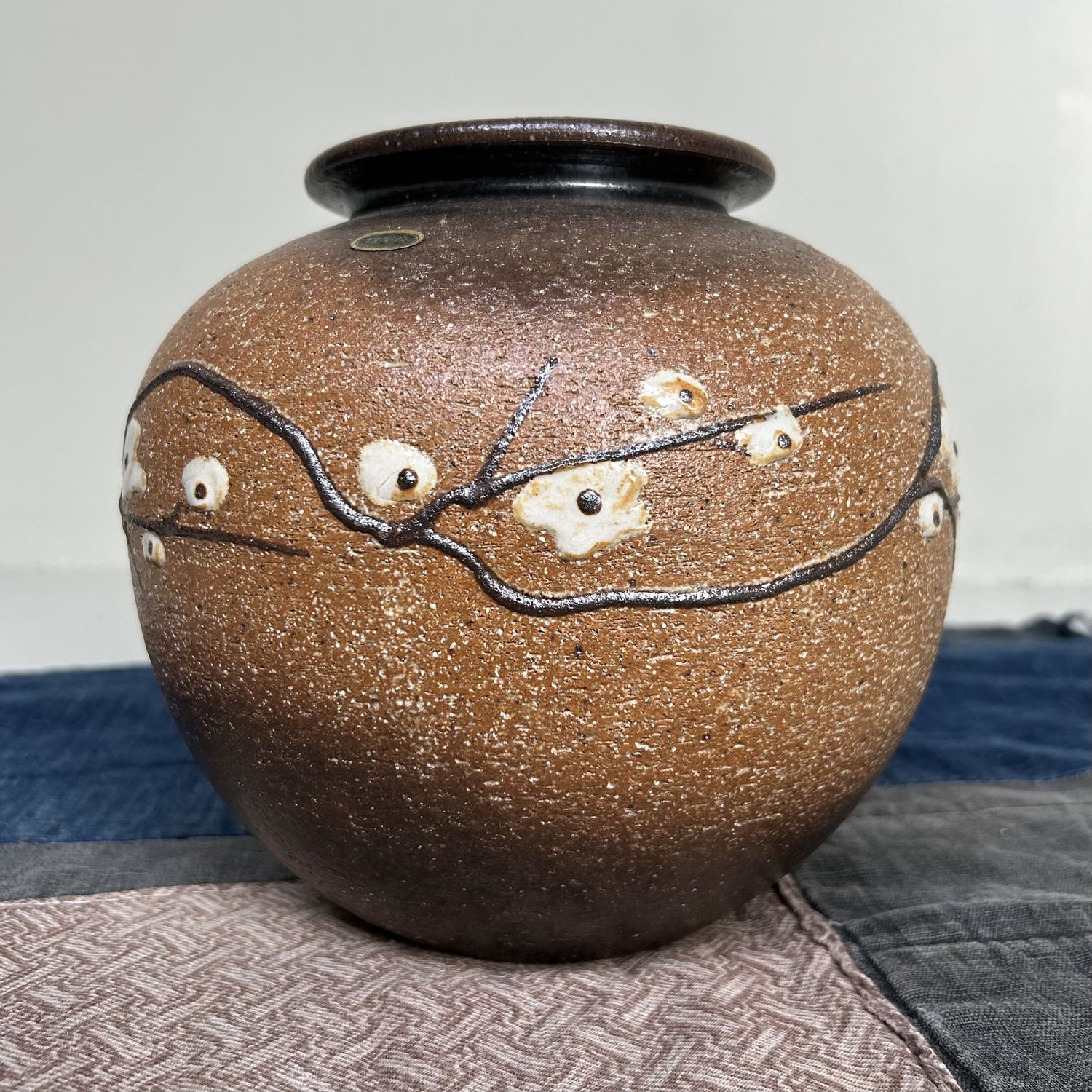 Japanse Ikebana Bloemenvaas, 'Sakura', Shigaraki, Jaren 70.