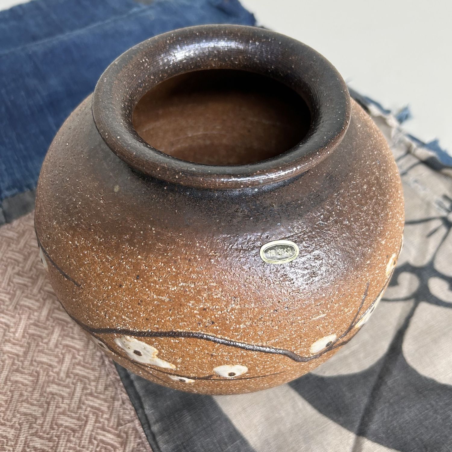 Japanse Ikebana Bloemenvaas, 'Sakura', Shigaraki, Jaren 70.