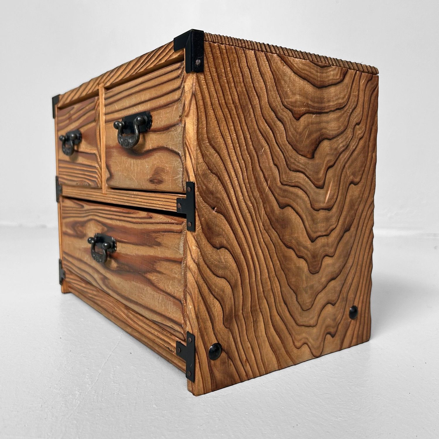 Yakusugi Wooden Jewelry Cabinet, Japan, Shōwa Era.