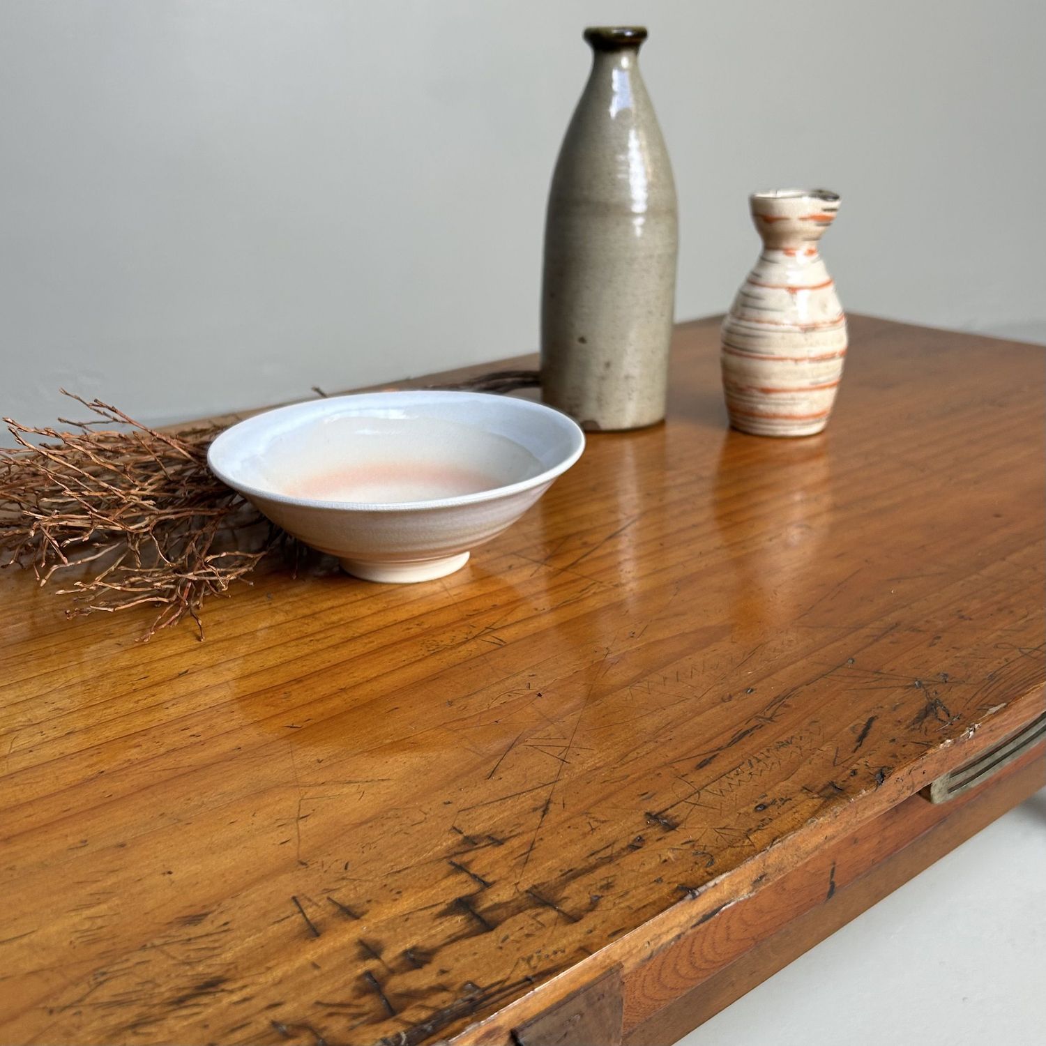 Traditionele Lage Japanse Schrijftafel, Shosai-Ki, Taishō-periode.