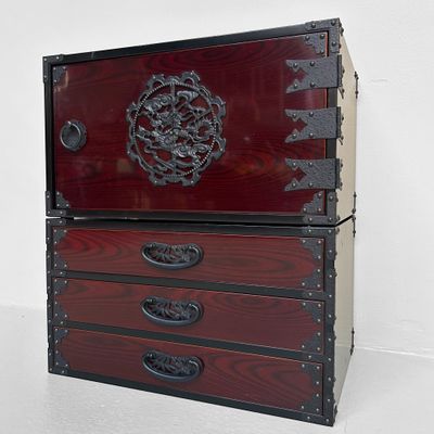 Vintage Japanese Tansu Chest (two-piece, 1980s).