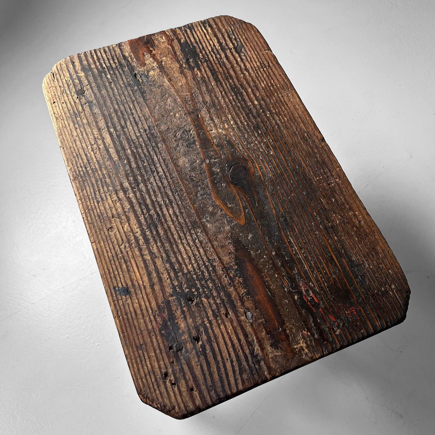 Minimalist Wooden Stool, 1920s, Japanese Mingei Style.