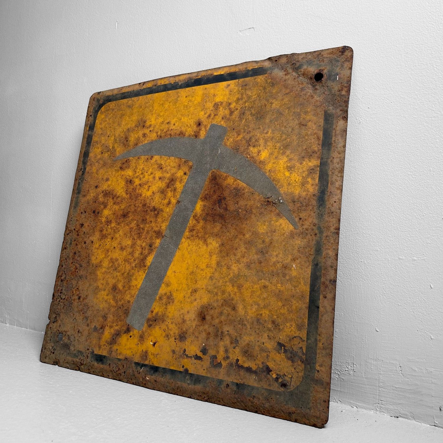 Vintage Japanese Metal Warning Sign, Shōwa Period.