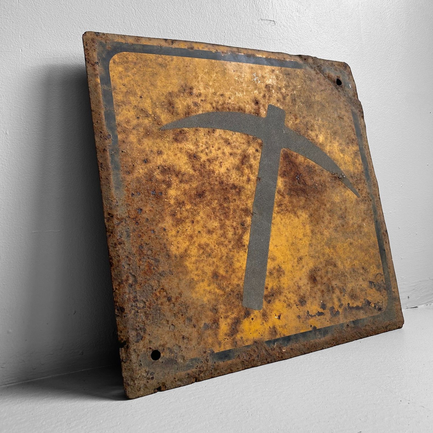 Vintage Japanese Metal Warning Sign, Shōwa Period.