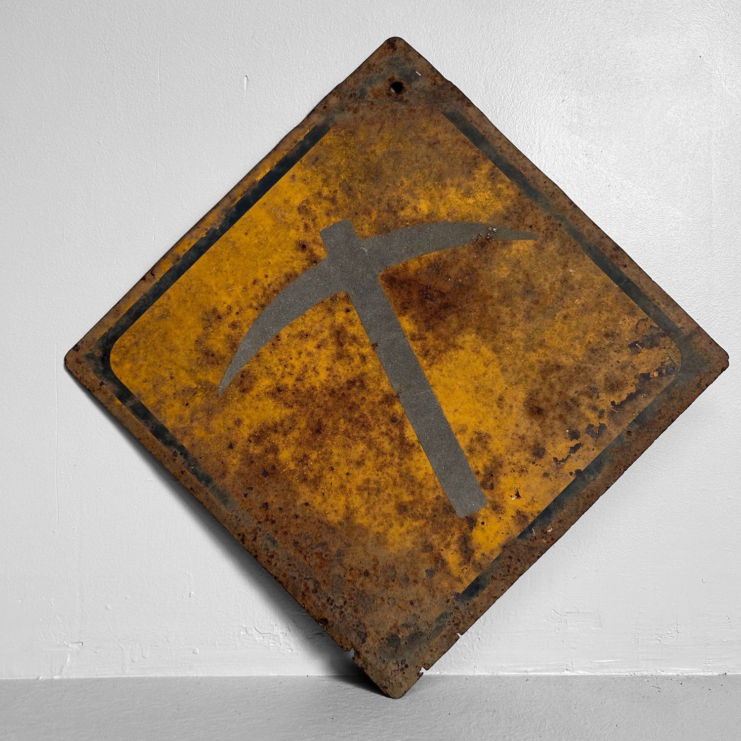 Vintage Japanese Metal Warning Sign, Shōwa Period.