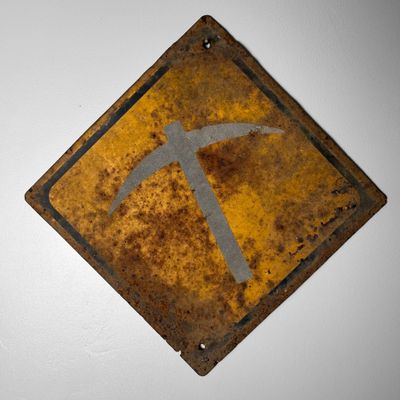Vintage Japanese Metal Warning Sign, Shōwa Period.