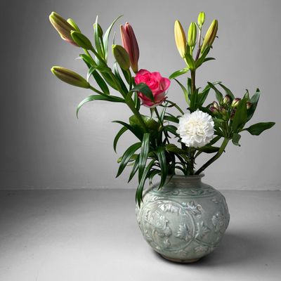 Vintage Japanese Ikebana Flower Vase by Noma Gazan, 1970s.