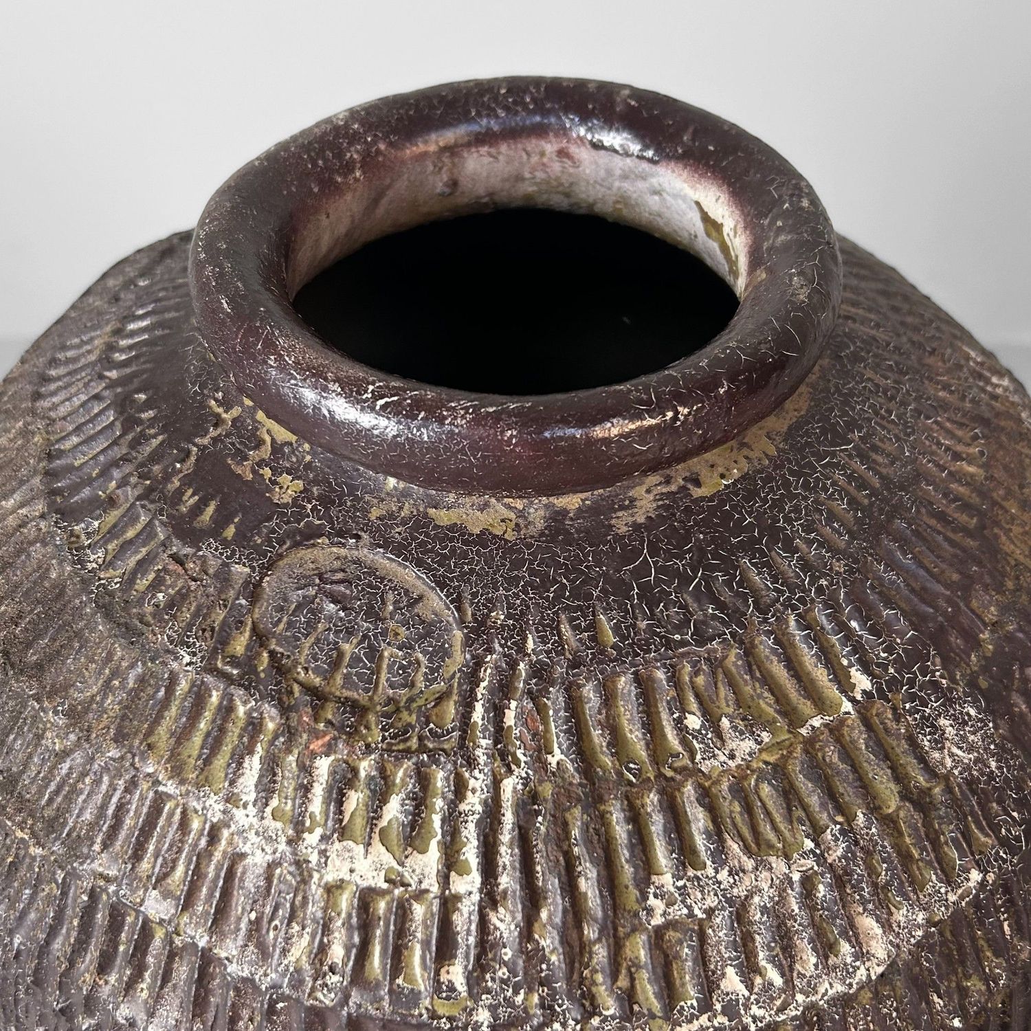 Antieke Tokoname (常滑) Tsubo Kruik, Meiji-periode, Japan.