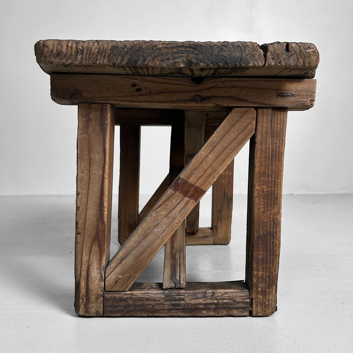 Minimalist Wooden Stool, 1920s, Japanese Mingei Style.