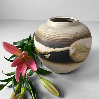 Japanese Ikebana Vase by Masafumi Fujihira, Kyoyaki, 1960s.