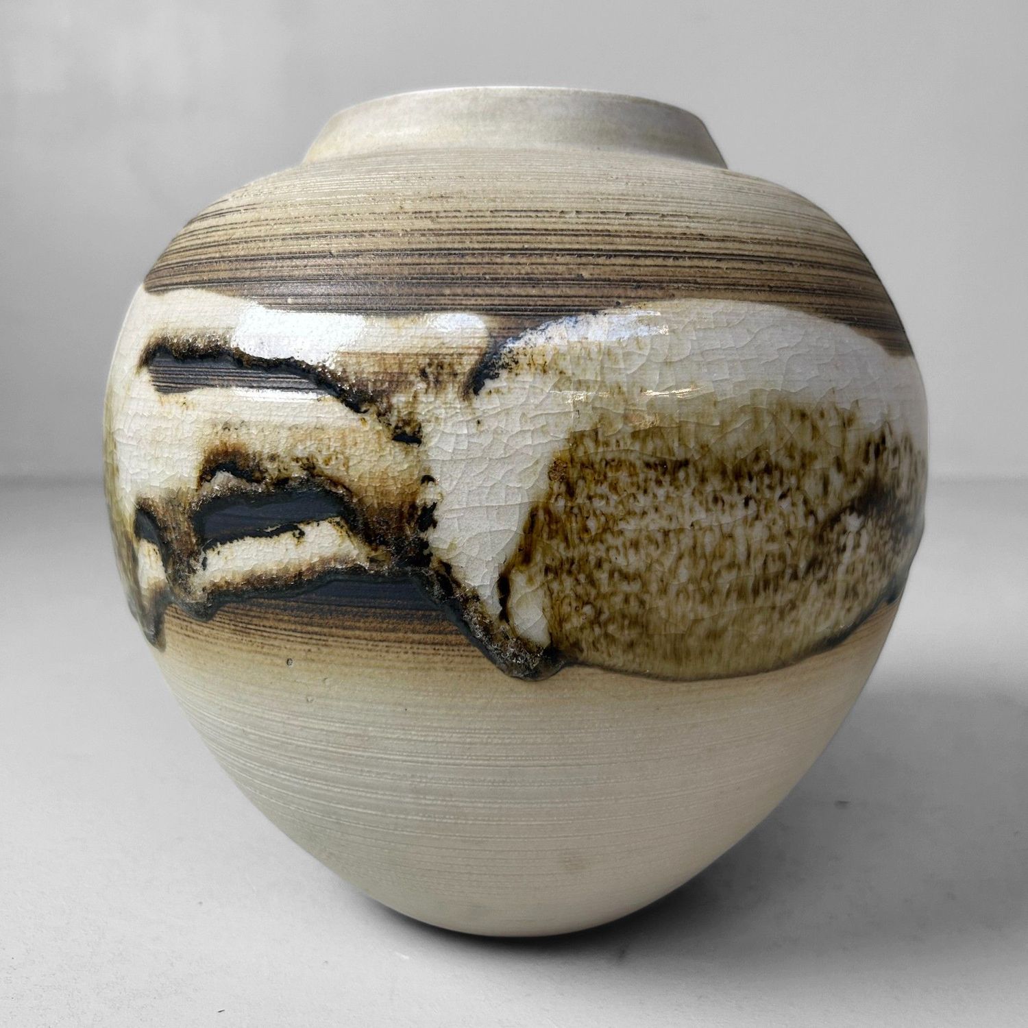 Japanese Ikebana Vase by Masafumi Fujihira, Kyoyaki, 1960s.