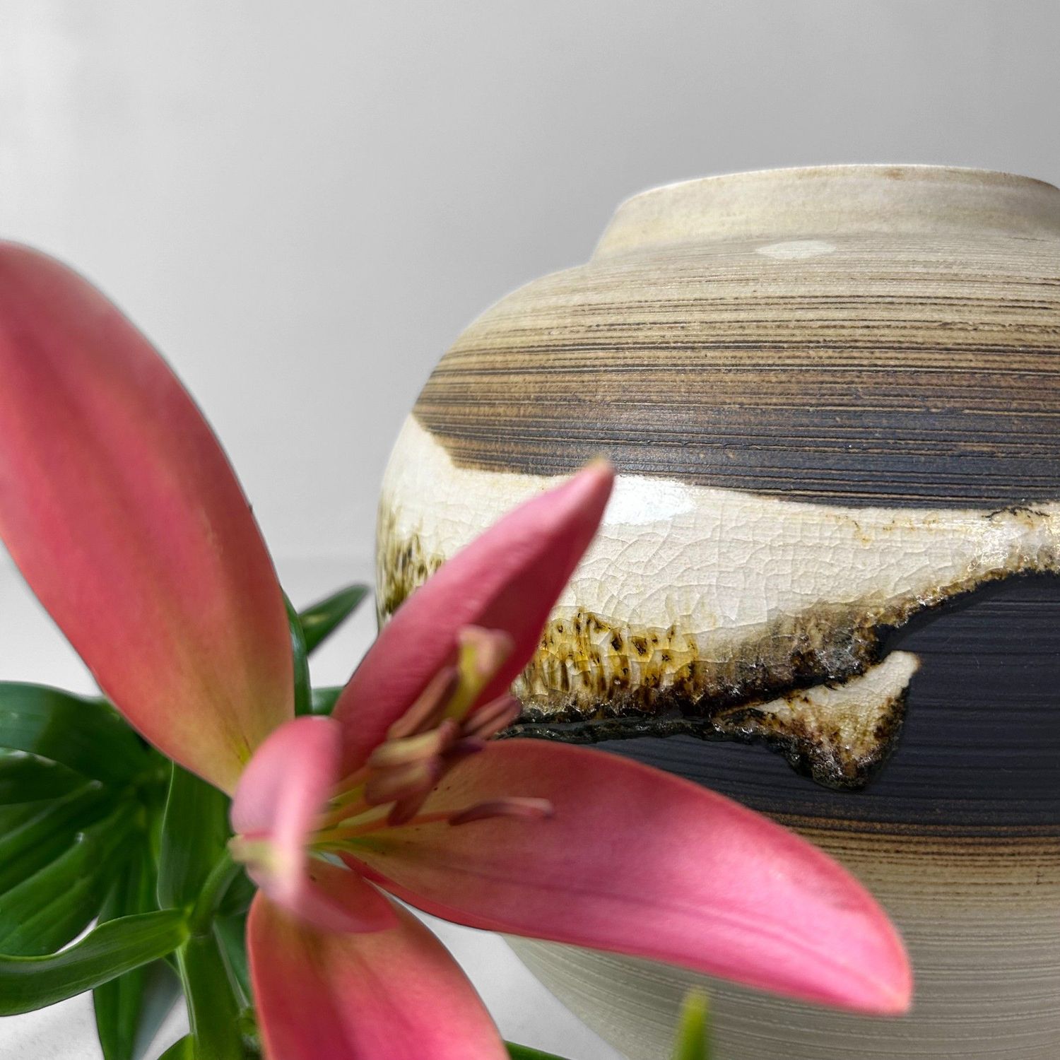 Japanese Ikebana Vase by Masafumi Fujihira, Kyoyaki, 1960s.