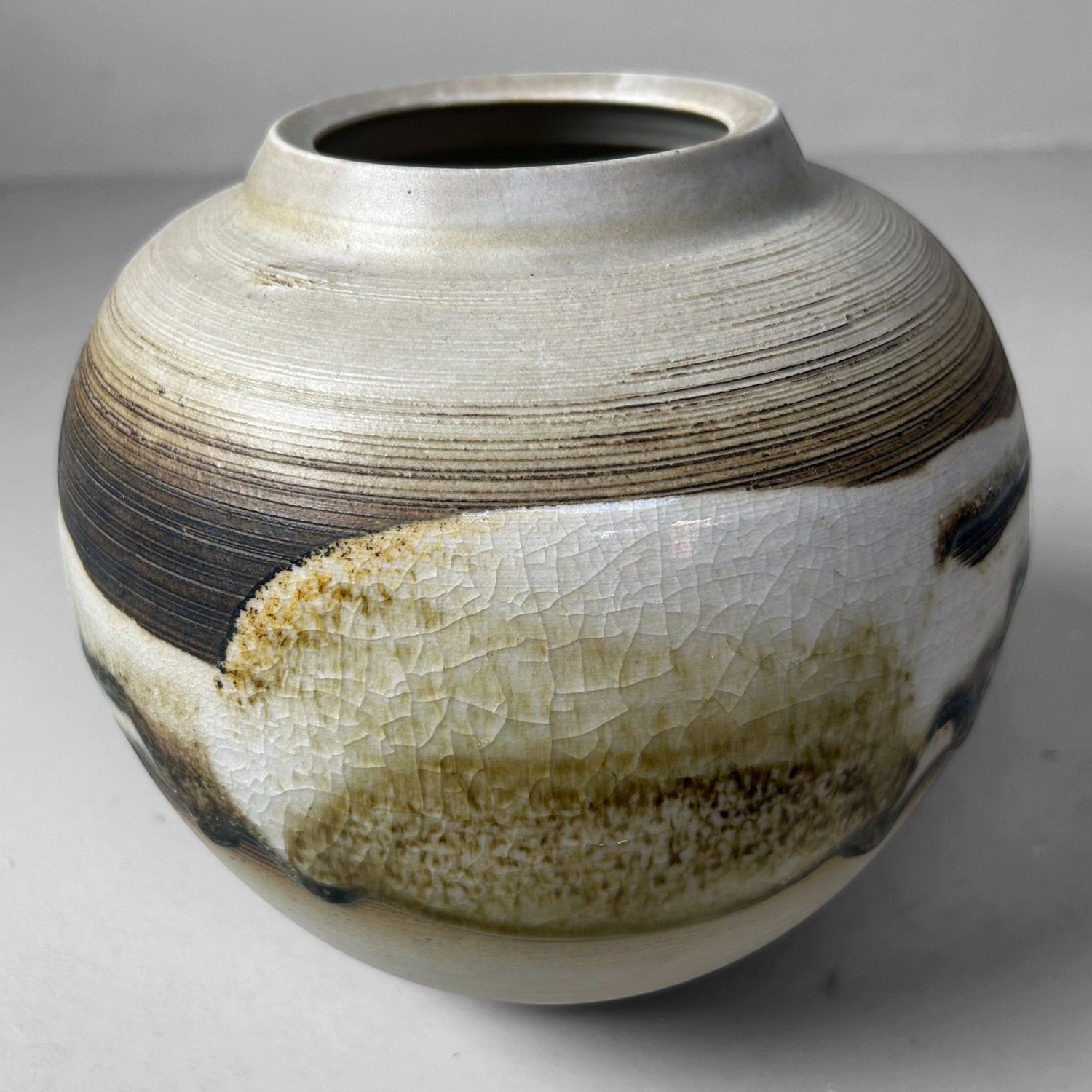 Japanese Ikebana Vase by Masafumi Fujihira, Kyoyaki, 1960s.