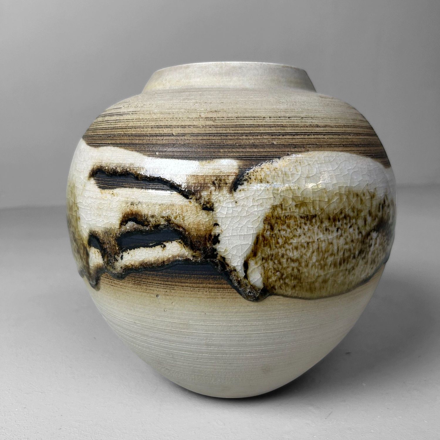 Japanese Ikebana Vase by Masafumi Fujihira, Kyoyaki, 1960s.