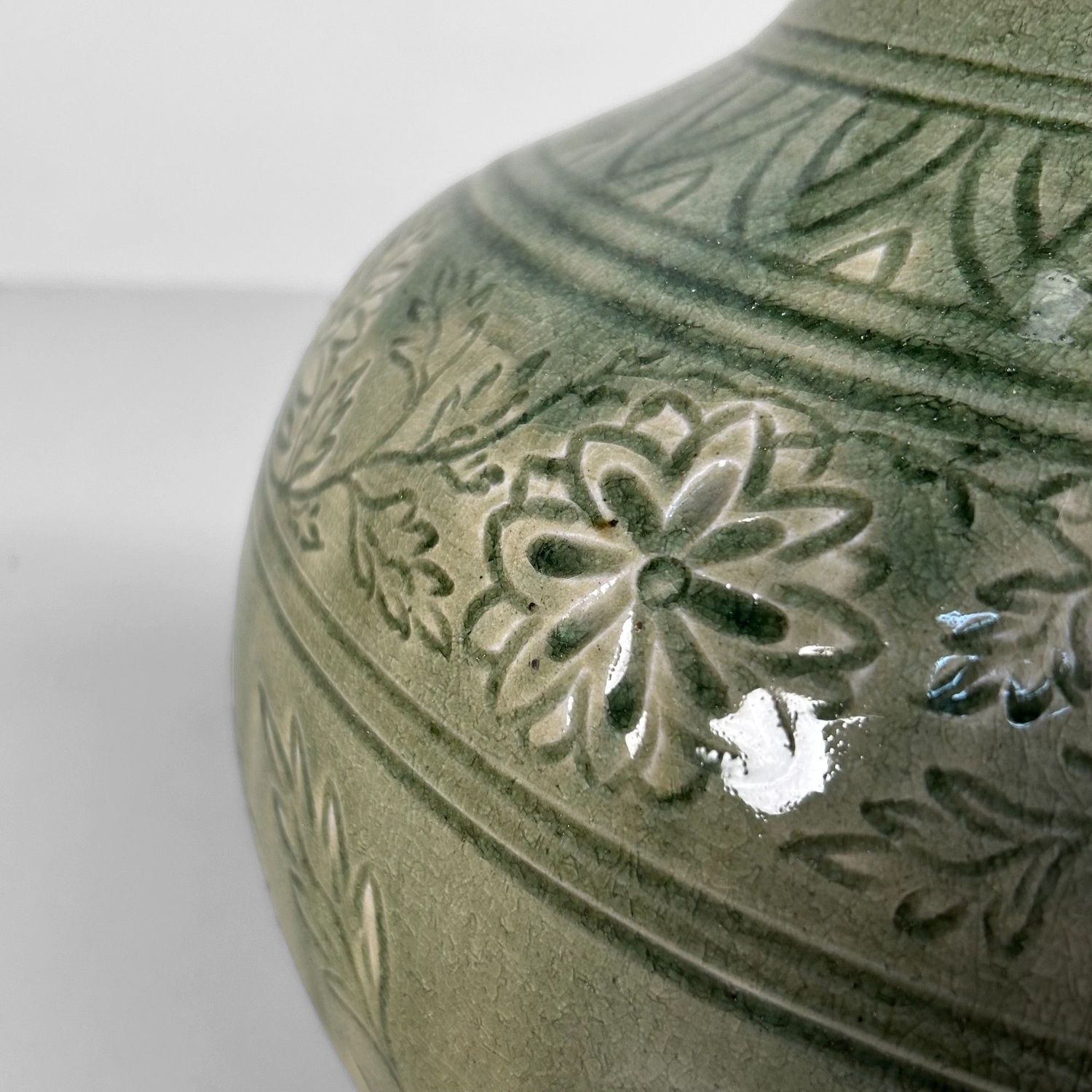 Japanse Celadon Ikebana Bloemenvaas door Noma Gazan, jaren '60.