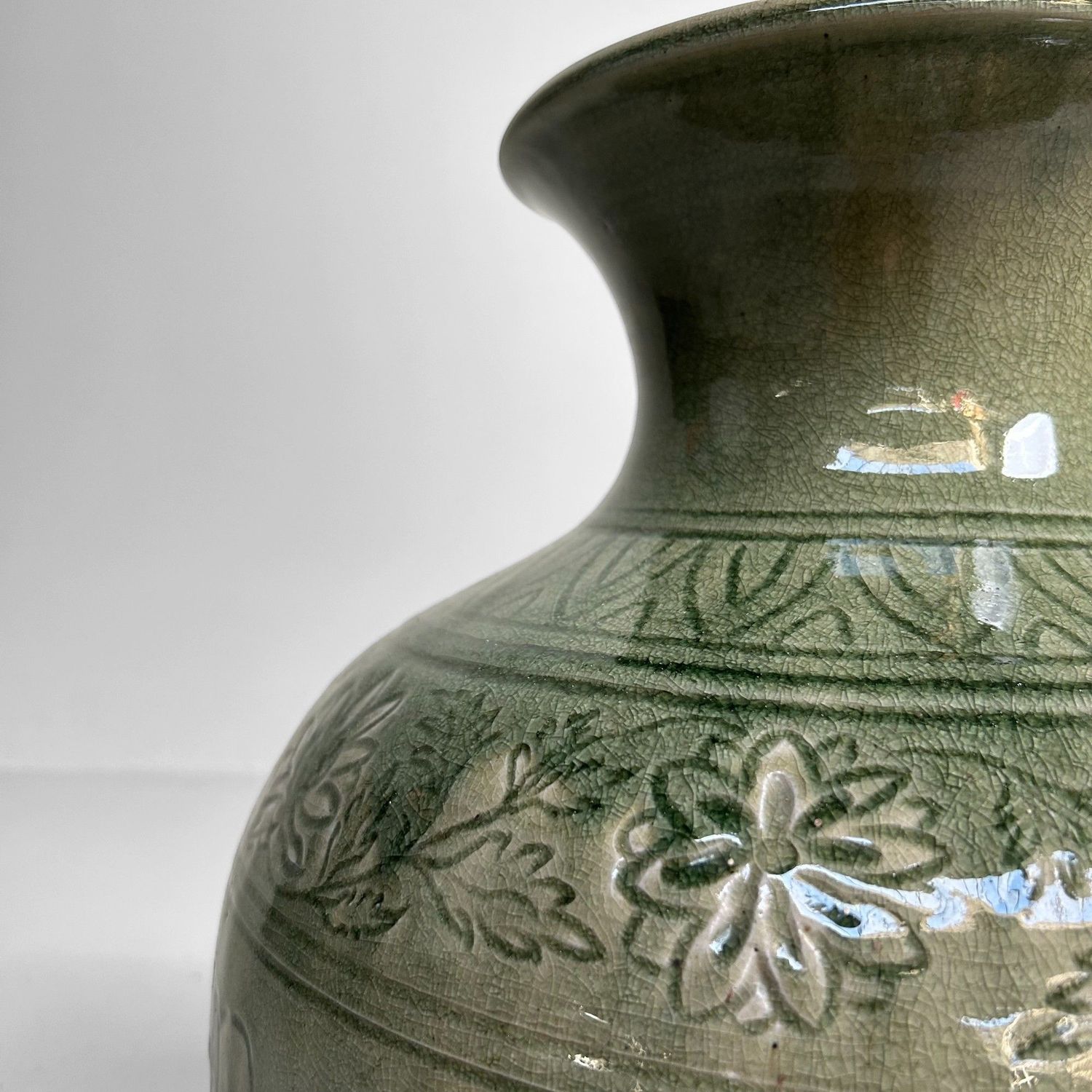 Japanse Celadon Ikebana Bloemenvaas door Noma Gazan, jaren '60.