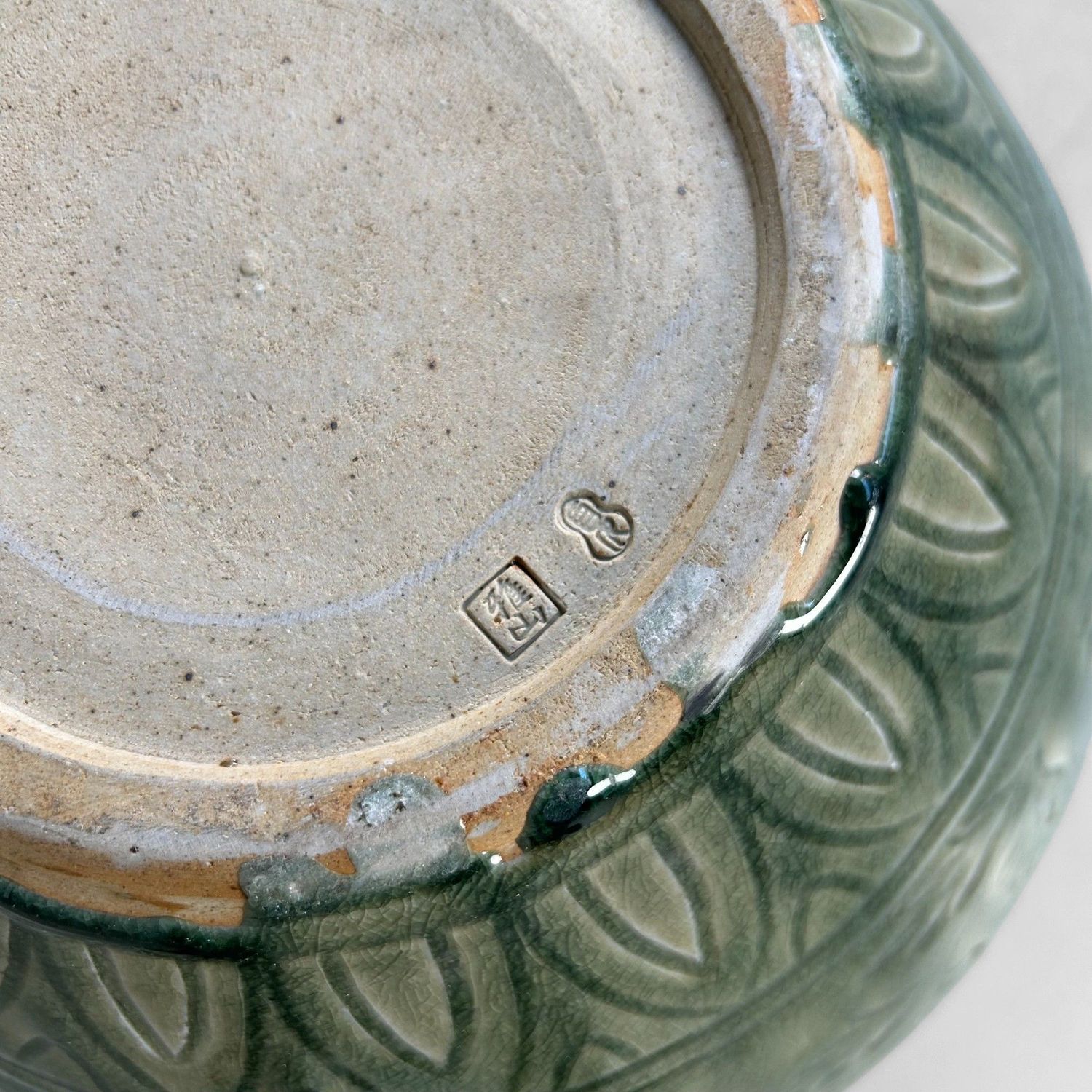 Japanse Celadon Ikebana Bloemenvaas door Noma Gazan, jaren '60.