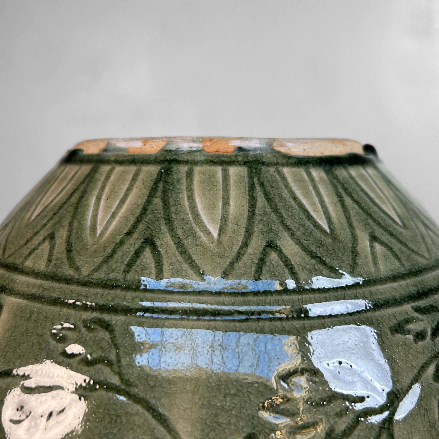 Japanse Celadon Ikebana Bloemenvaas door Noma Gazan, jaren '60.