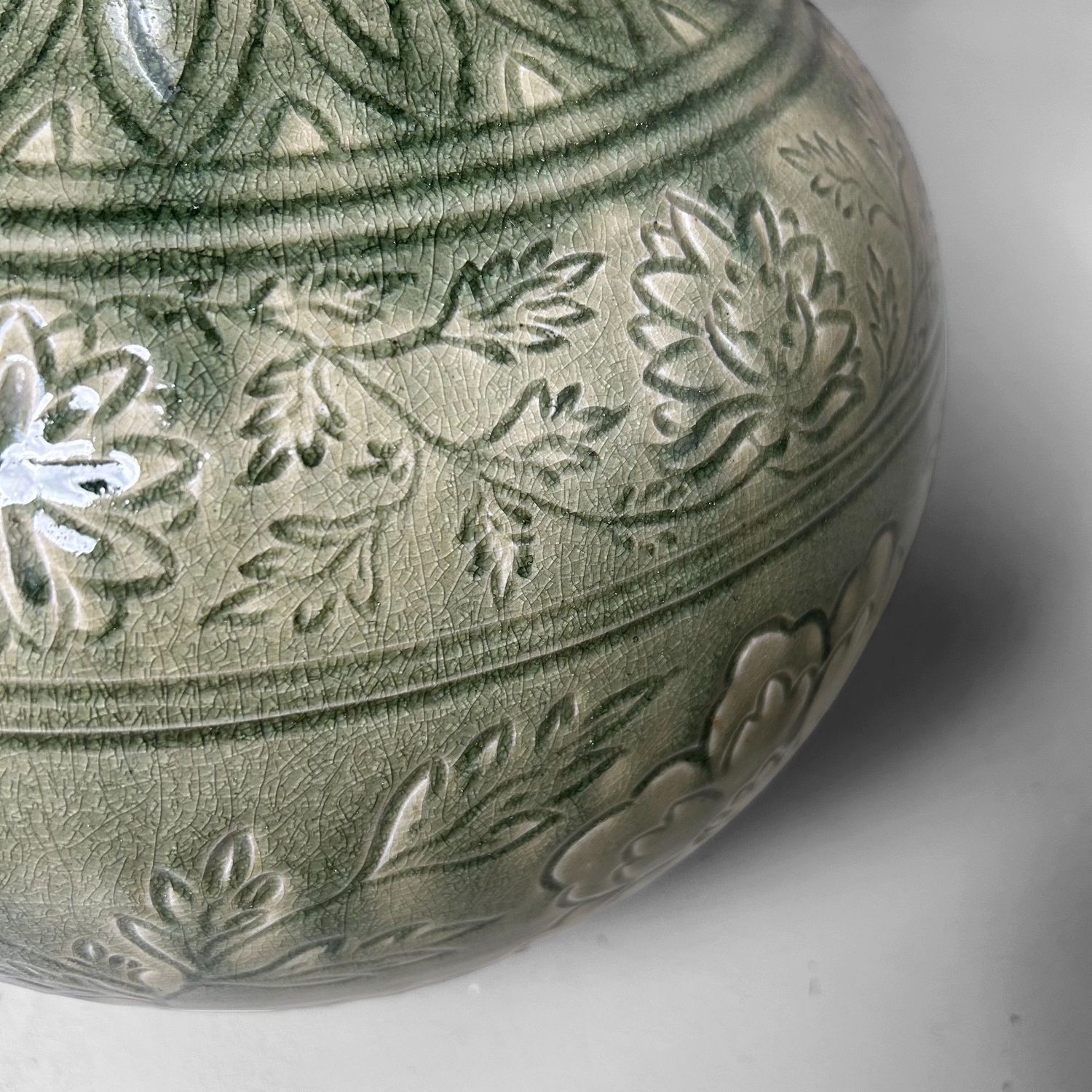 Japanse Celadon Ikebana Bloemenvaas door Noma Gazan, jaren '60.