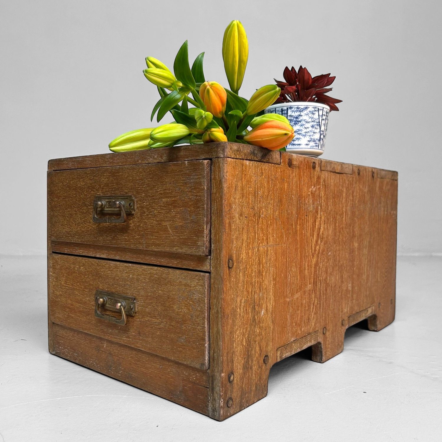 Elegant Vintage Japanese Wooden Drawer Chest, 1950s.