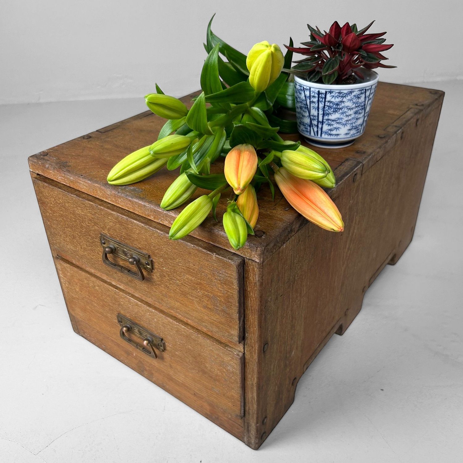 Elegant Vintage Japanese Wooden Drawer Chest, 1950s.