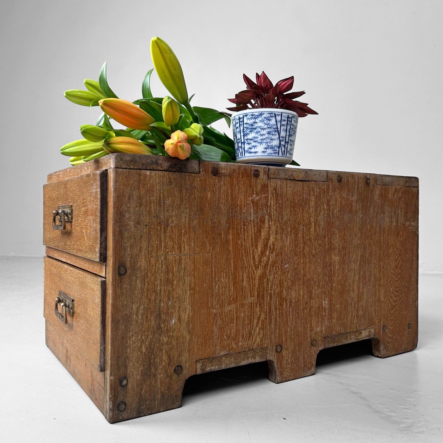 Elegant Vintage Japanese Wooden Drawer Chest, 1950s.