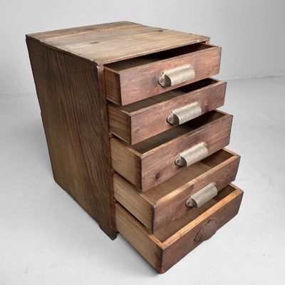 Antique Wooden Archive Drawer Cabinet, Taishō Period, Japan.