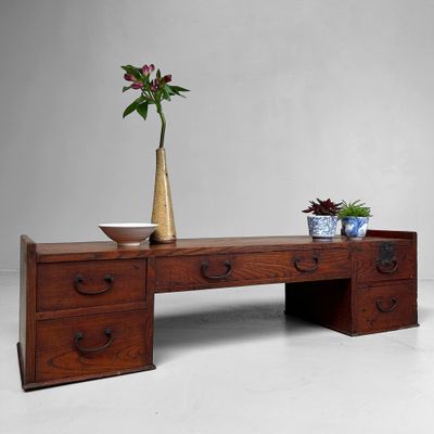 Minimalist Japanese Writing Desk, Shosai-Ki, Meiji Period.