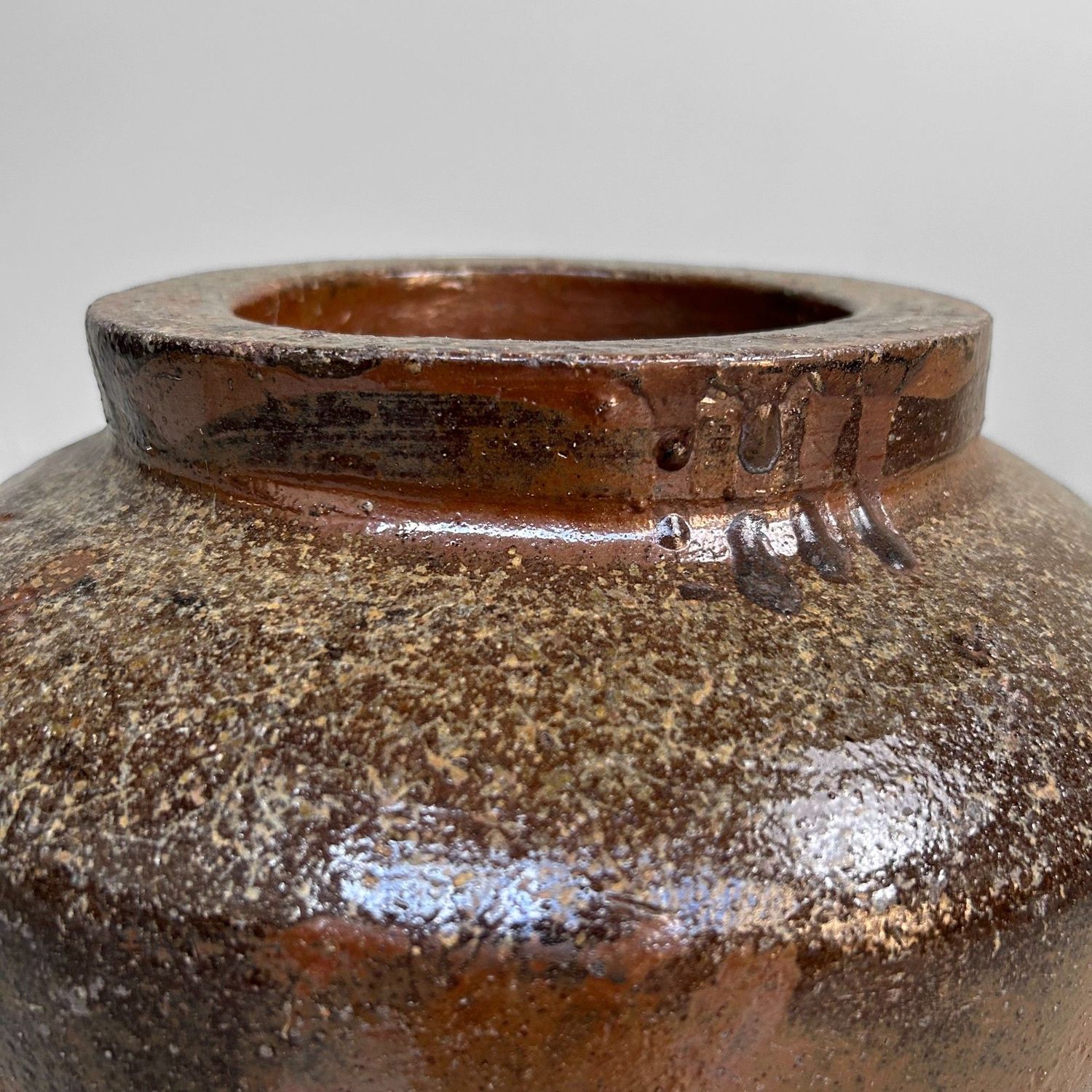 Antique Japanese Bizen Tsubo - Meiji Period Tea Storage Jar.