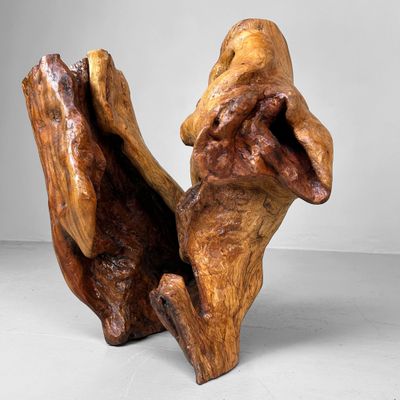 Japanse Tsuge Burl Wood Decoratie, Wabi-Sabi Ikebana, Taishō periode.
