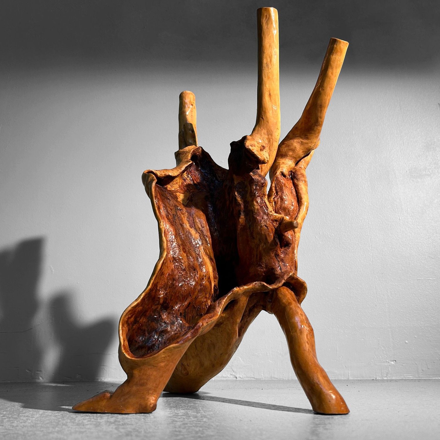 Japanse Tsuge Burl Wood Decoratie, Wabi-Sabi Ikebana, Taishō periode.