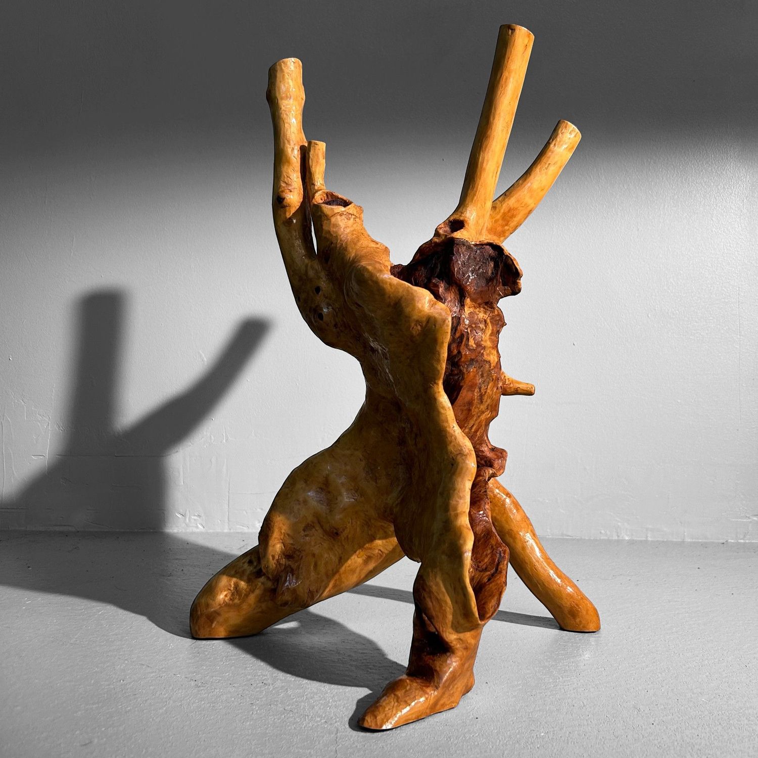 Japanse Tsuge Burl Wood Decoratie, Wabi-Sabi Ikebana, Taishō periode.