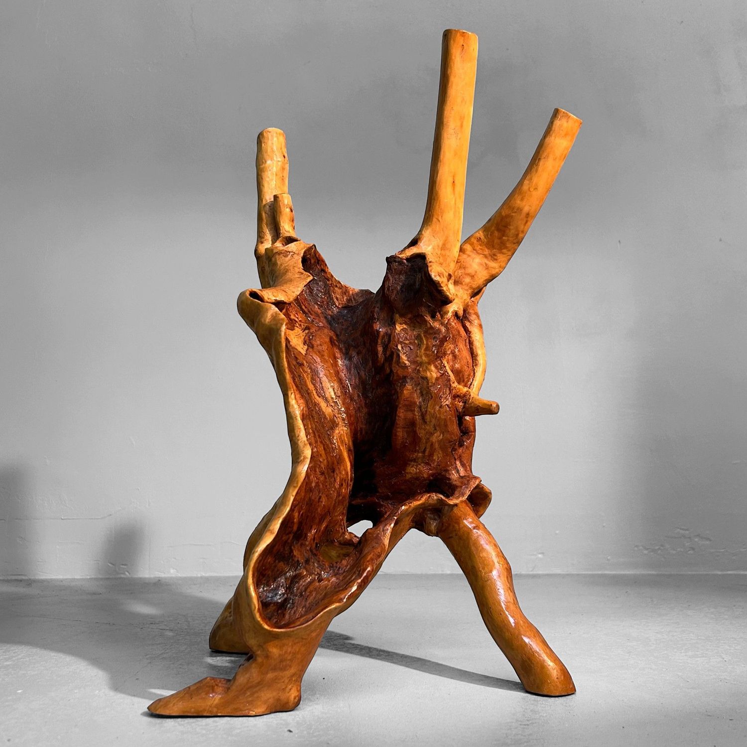 Japanse Tsuge Burl Wood Decoratie, Wabi-Sabi Ikebana, Taishō periode.