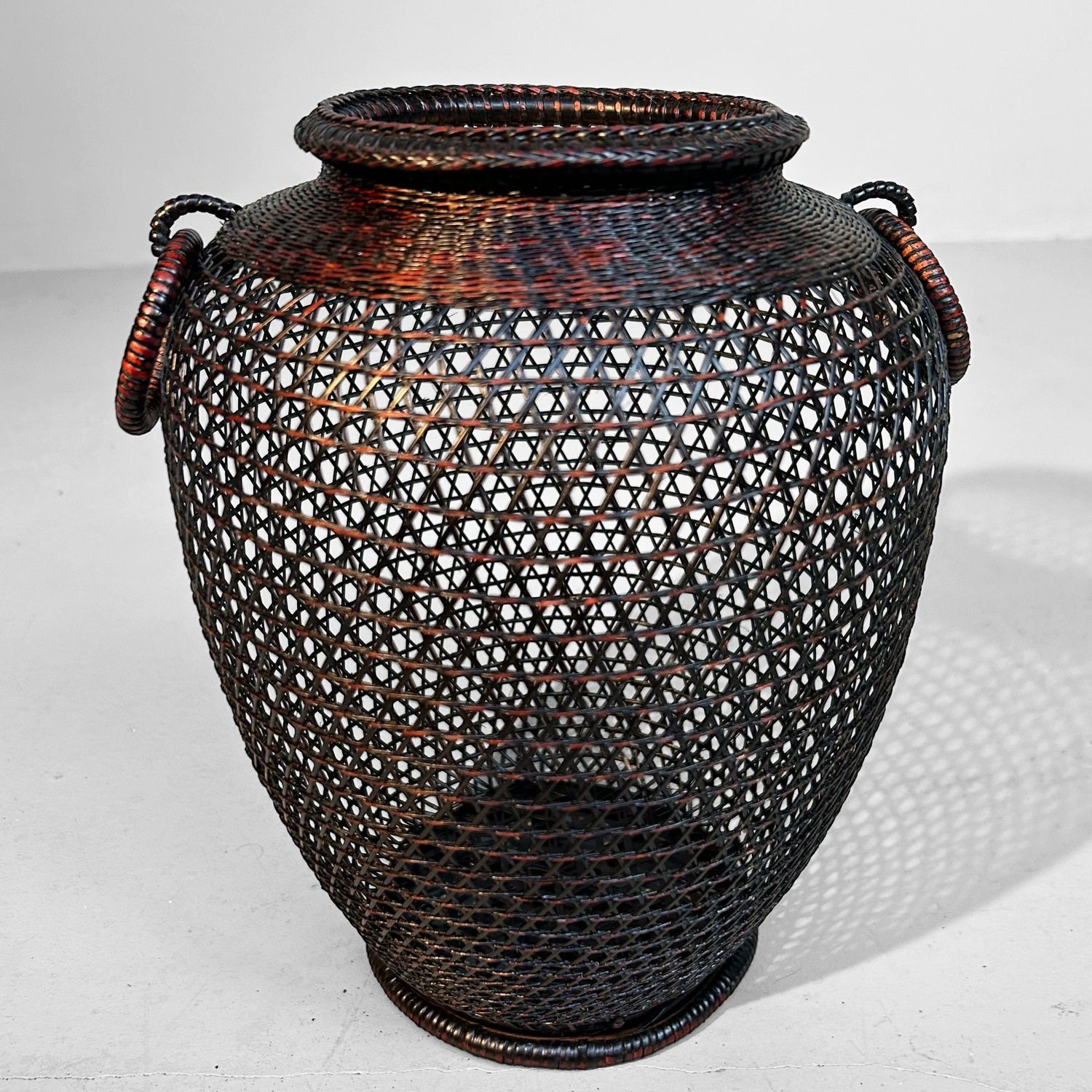 Vintage Hand Gevlochten Bamboe Ikebana Mand, Japan.