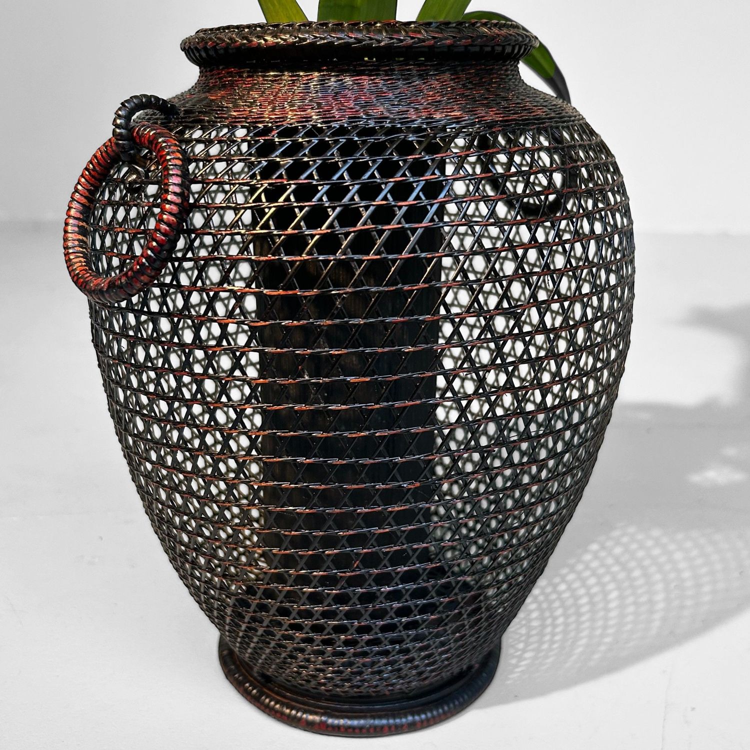 Vintage Hand Gevlochten Bamboe Ikebana Mand, Japan.