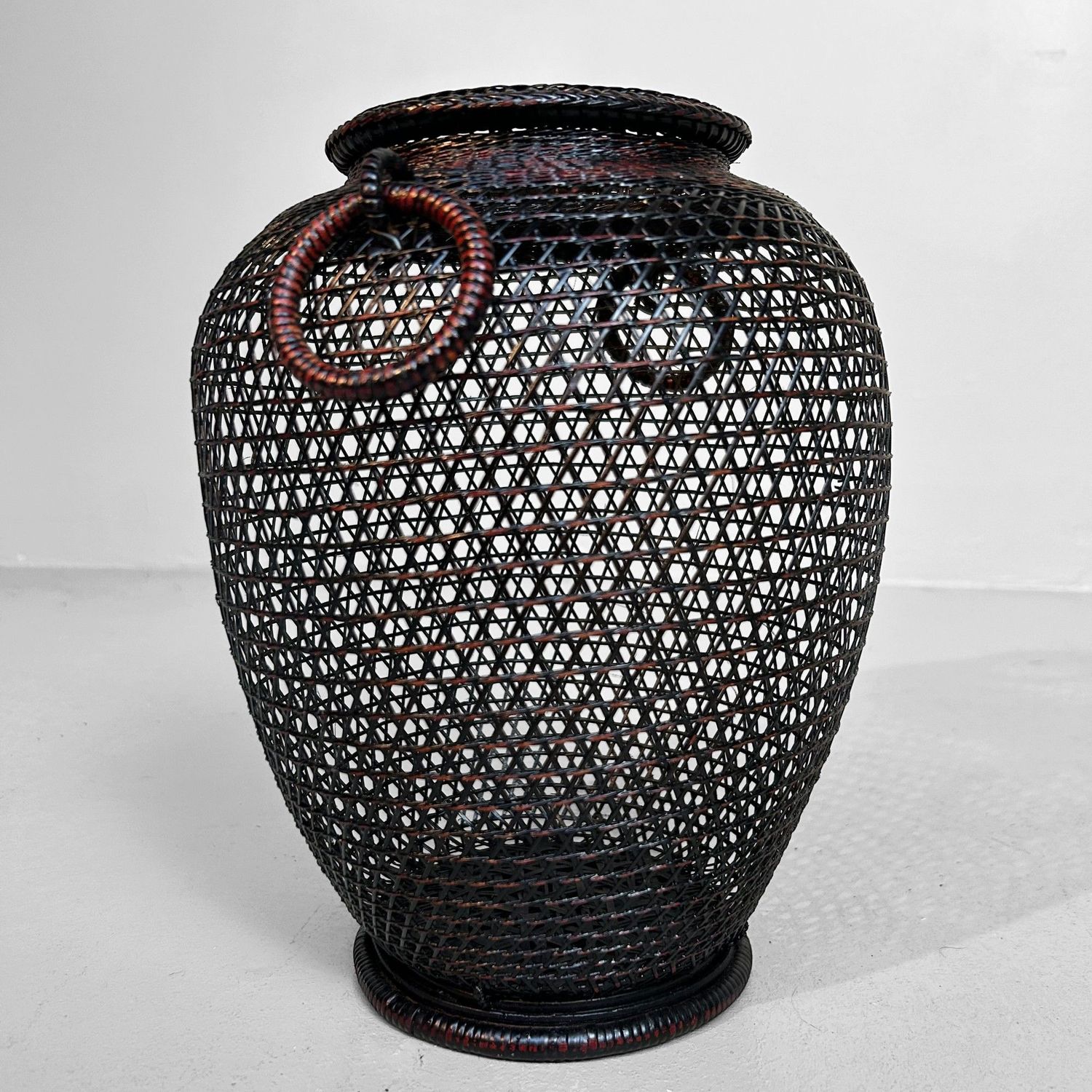 Vintage Hand Gevlochten Bamboe Ikebana Mand, Japan.