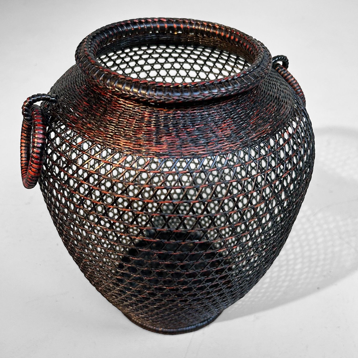 Vintage Hand Gevlochten Bamboe Ikebana Mand, Japan.