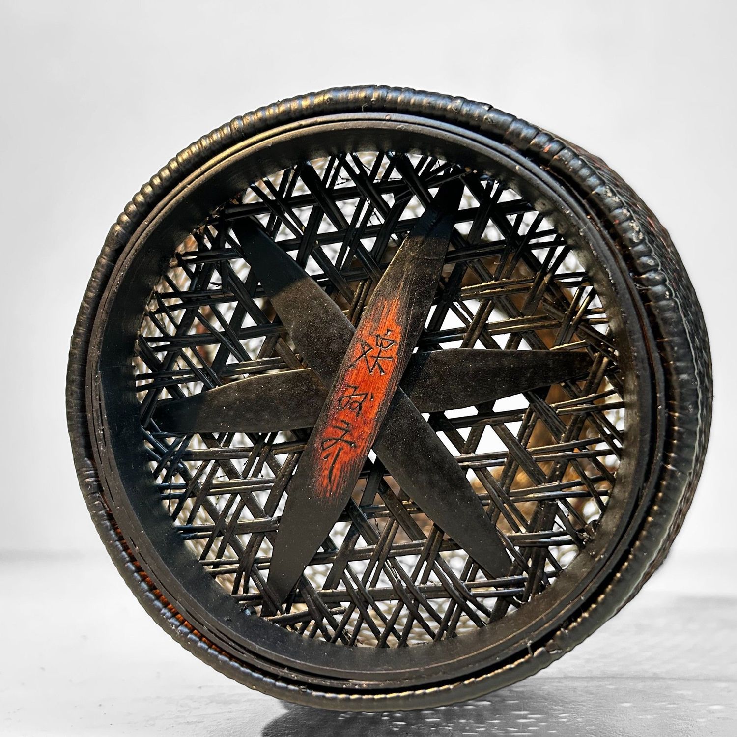 Vintage Hand Gevlochten Bamboe Ikebana Mand, Japan.