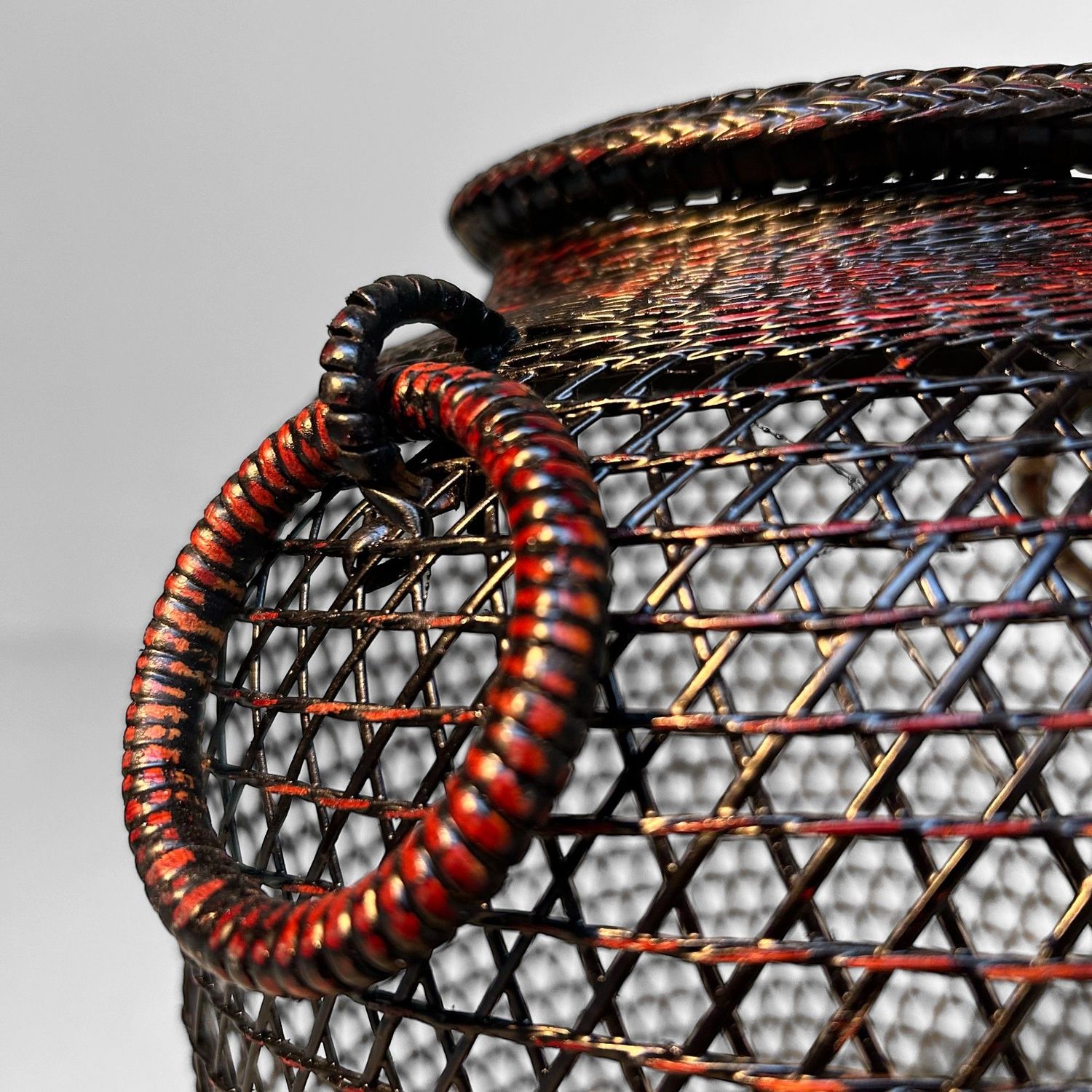 Vintage Hand Gevlochten Bamboe Ikebana Mand, Japan.