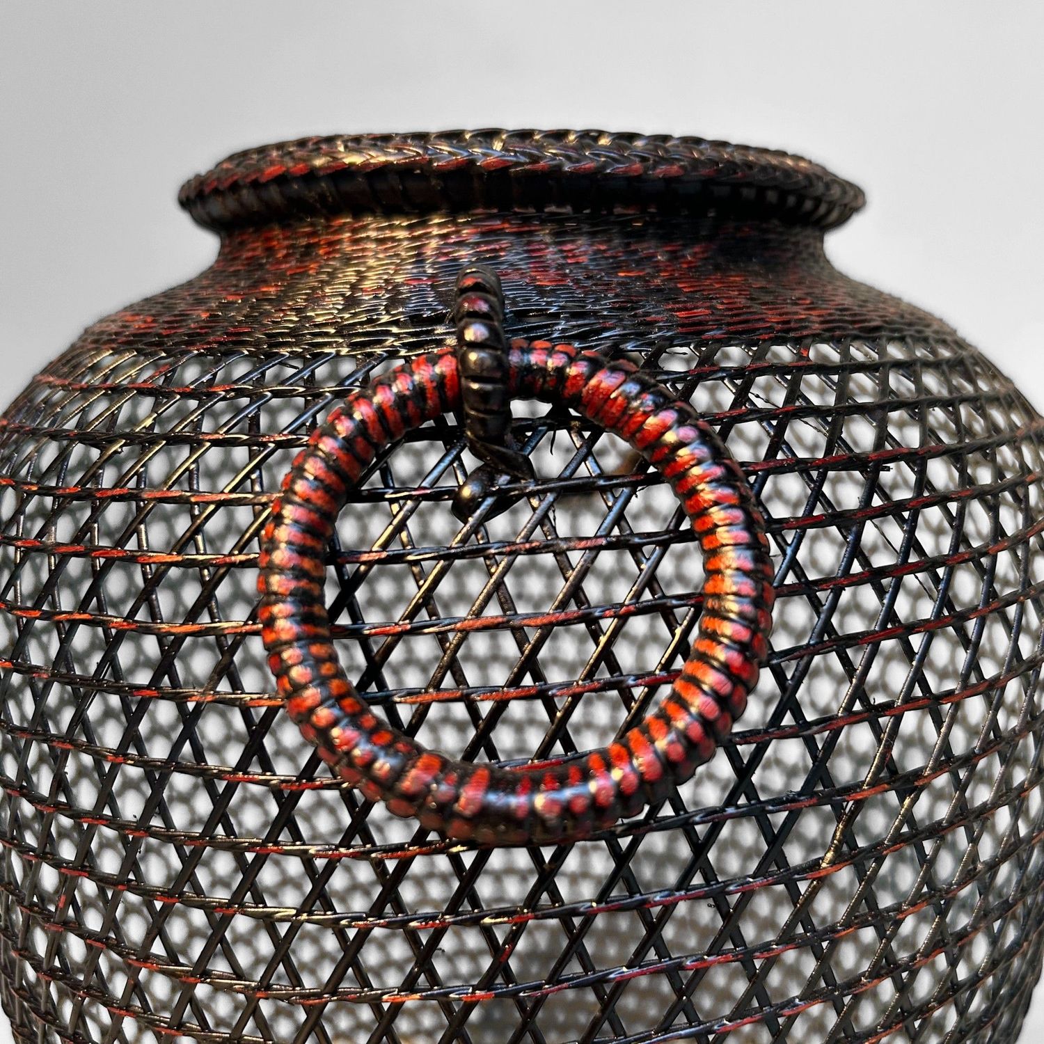 Vintage Hand Gevlochten Bamboe Ikebana Mand, Japan.