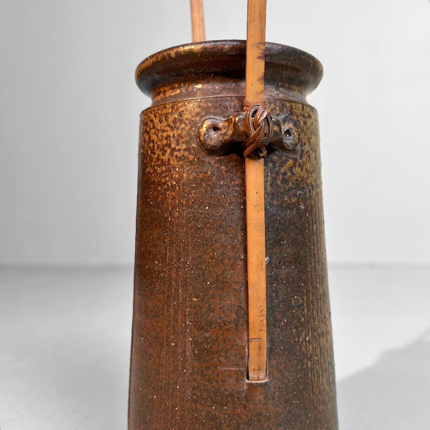 Japanese 1950s Ceramics - Authentic Ikebana Vase with Bamboo.