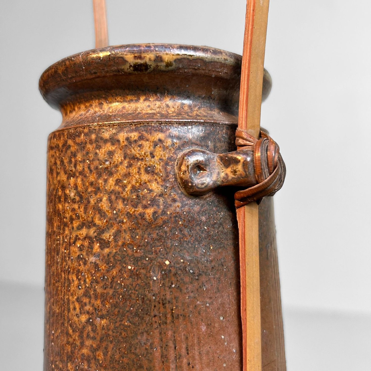 Japanese 1950s Ceramics - Authentic Ikebana Vase with Bamboo.