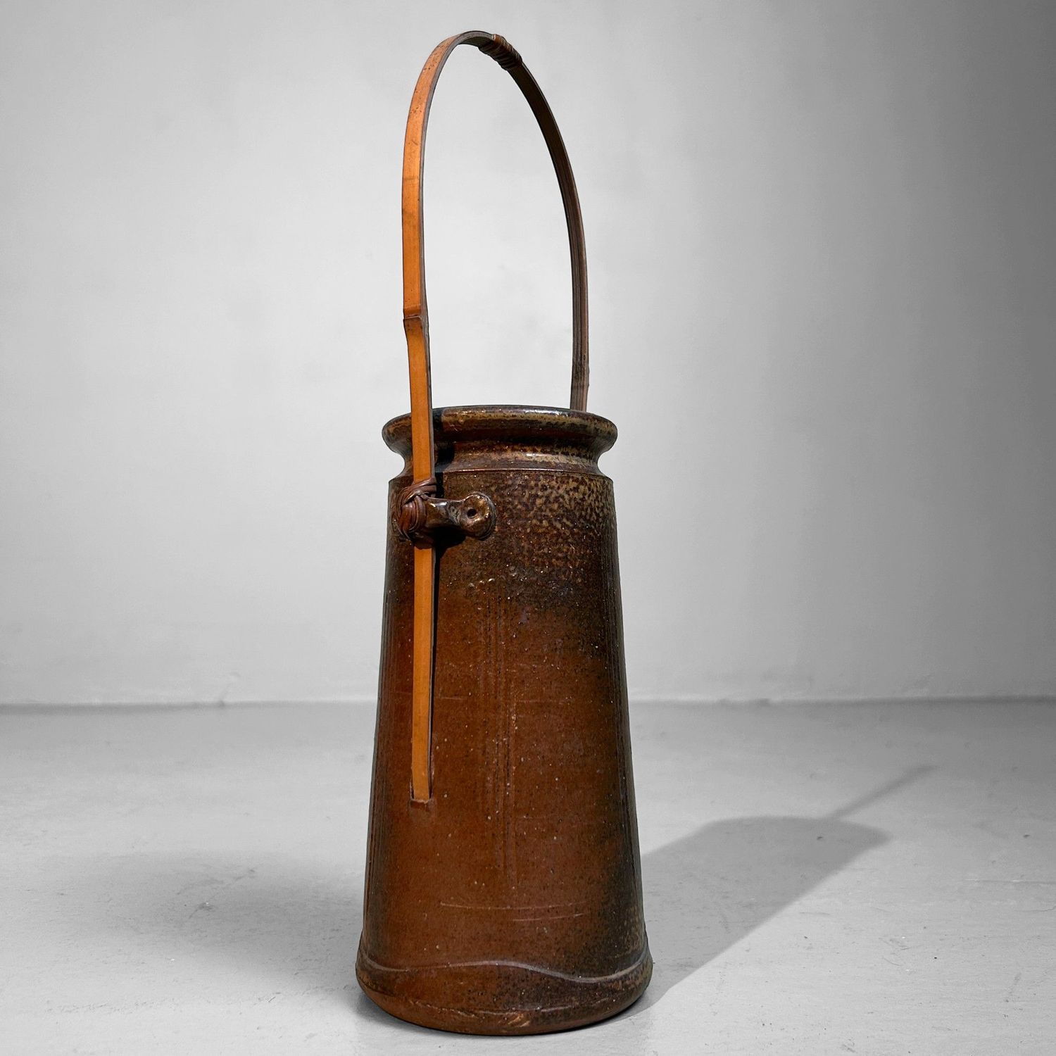Japanese 1950s Ceramics - Authentic Ikebana Vase with Bamboo.