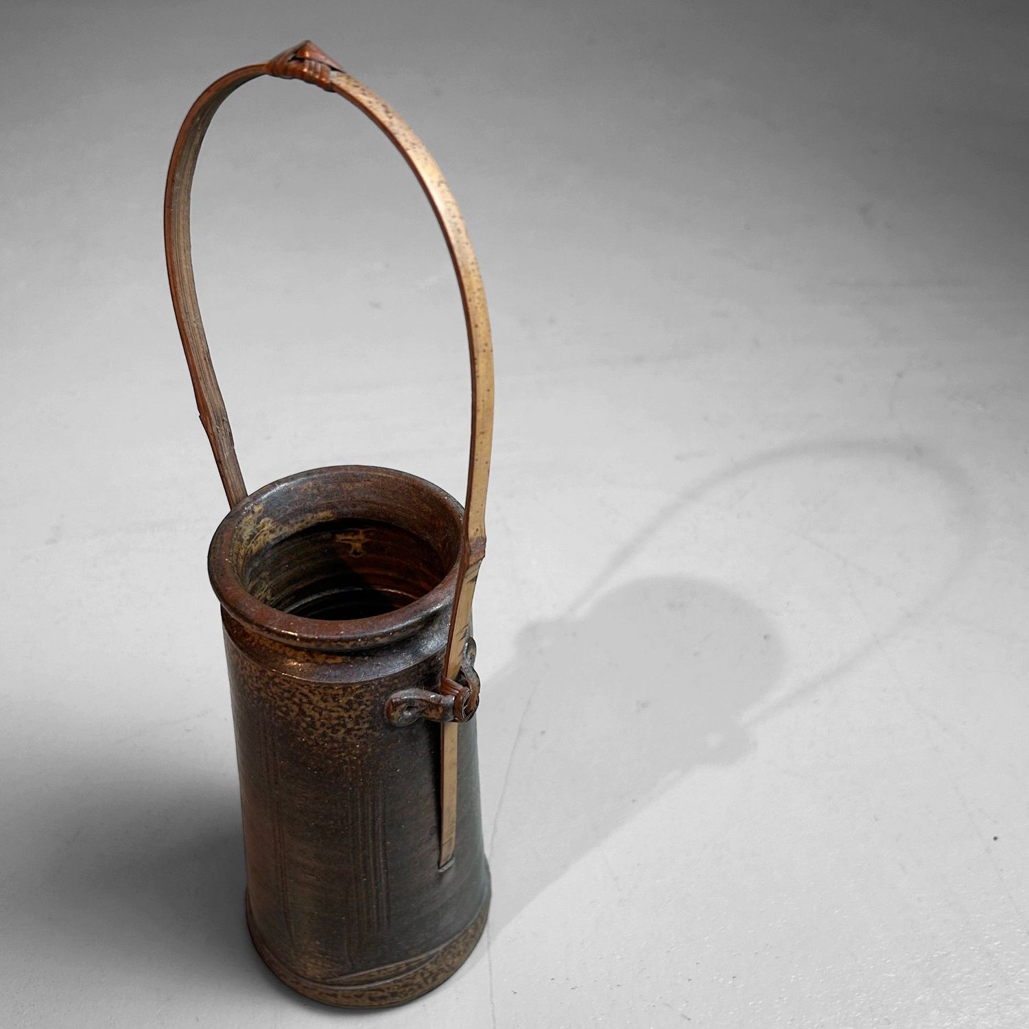 Japanese 1950s Ceramics - Authentic Ikebana Vase with Bamboo.
